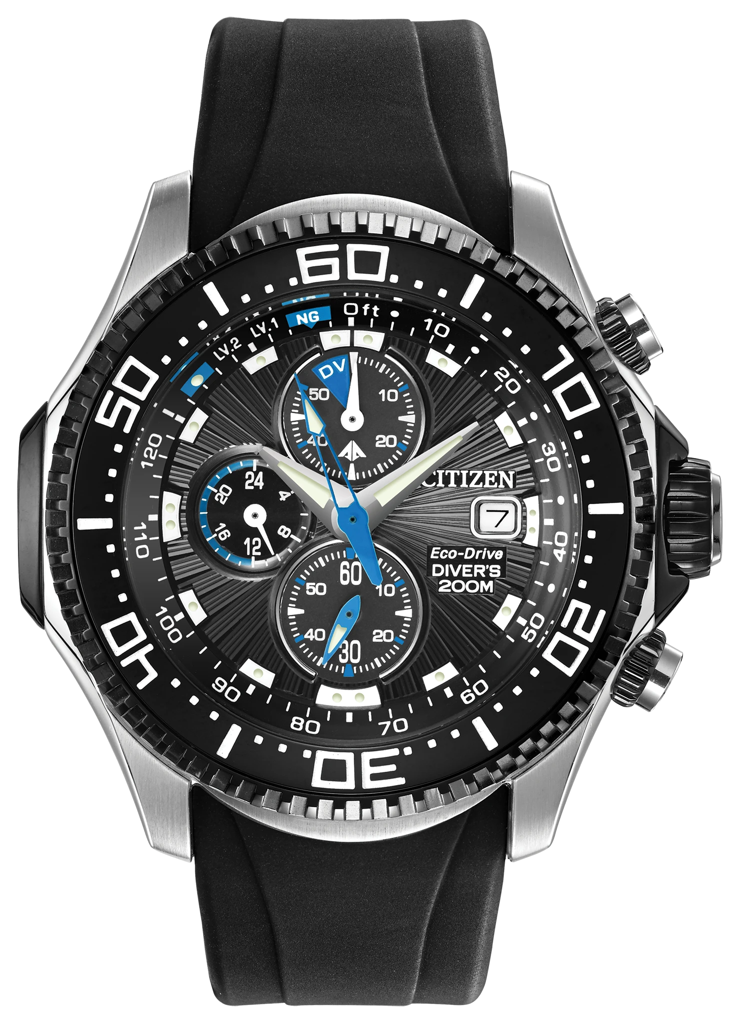 Promaster Depth Meter Chronograph Black Dial Polyurethane Strap